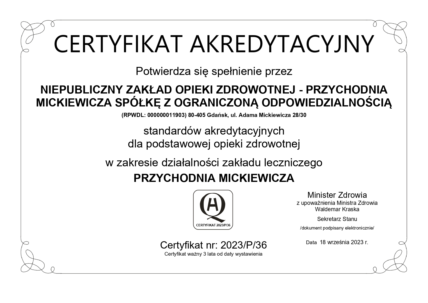 CERTYFIKAT AKREDYTACYJNY